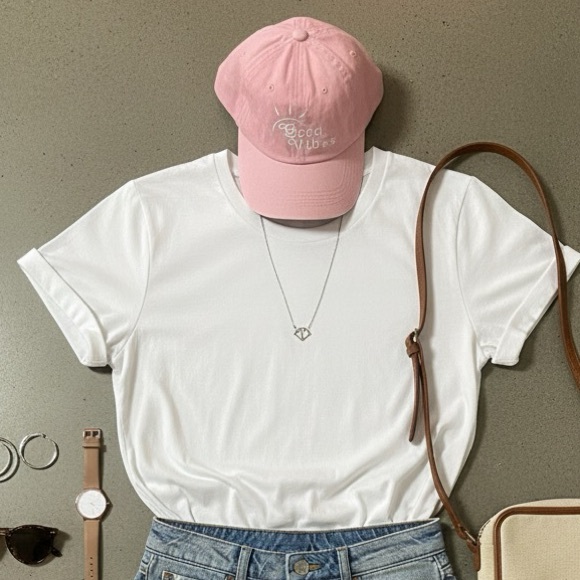 Source Unknown Accessories - Pink 'Good Vibes' Baseball Cap